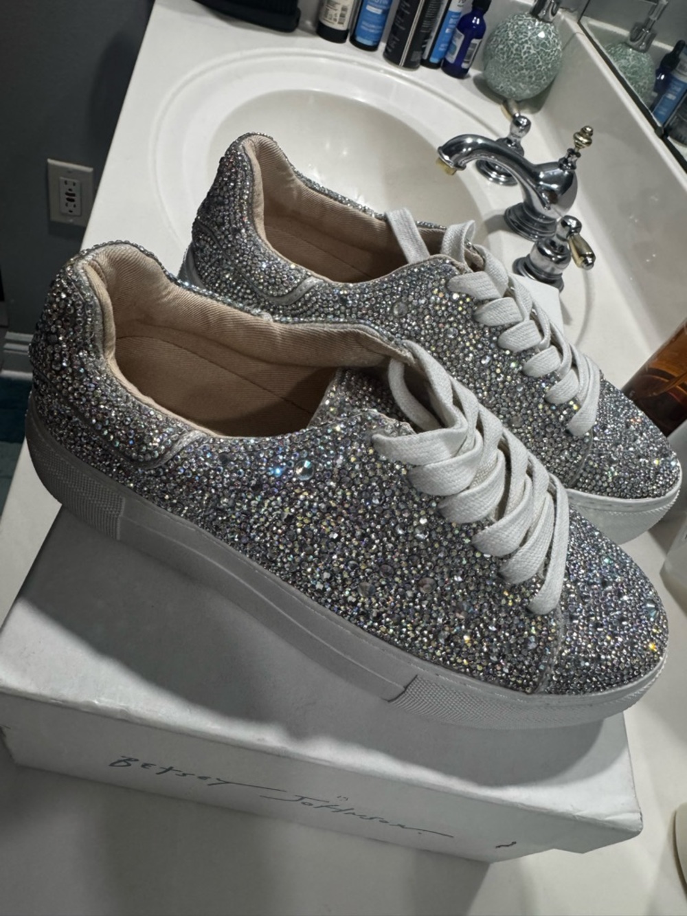 Betsey Johnson Silver Sparkle Sneakers - Picture 6 of 11